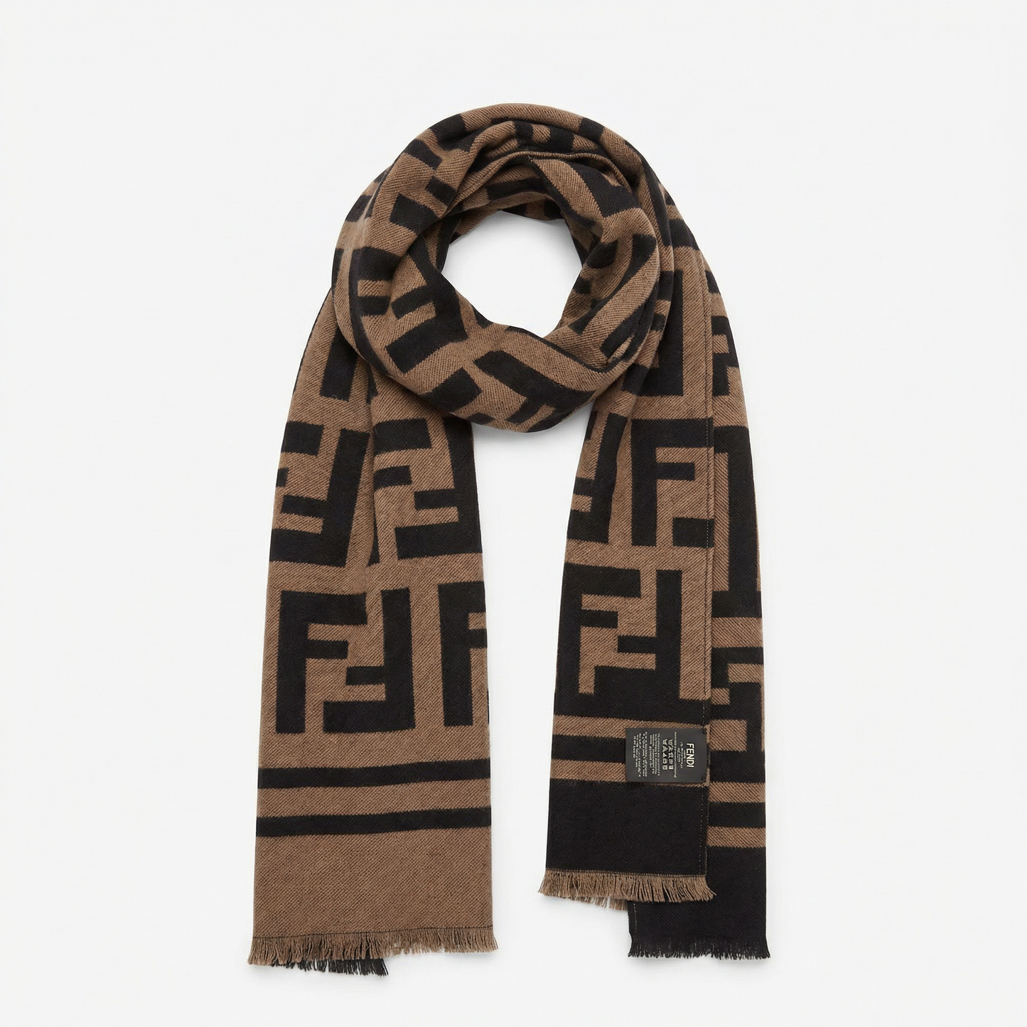 FENDI - Écharpe en Laine Jacquard à Motif FF