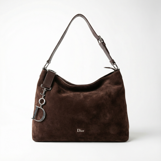 DIOR - Sac Galliano Hobo (Veau Velours Chocolat)