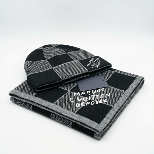 LOUIS VUITTON - Bonnet & Écharpe Damier Héritage
