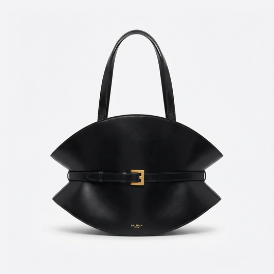 BALMAIN - Sac "Blaze" en Cuir Lisse Noir