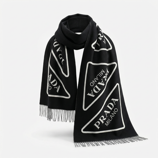 PRADA - Écharpe en Cachemire à Motifs Triangle